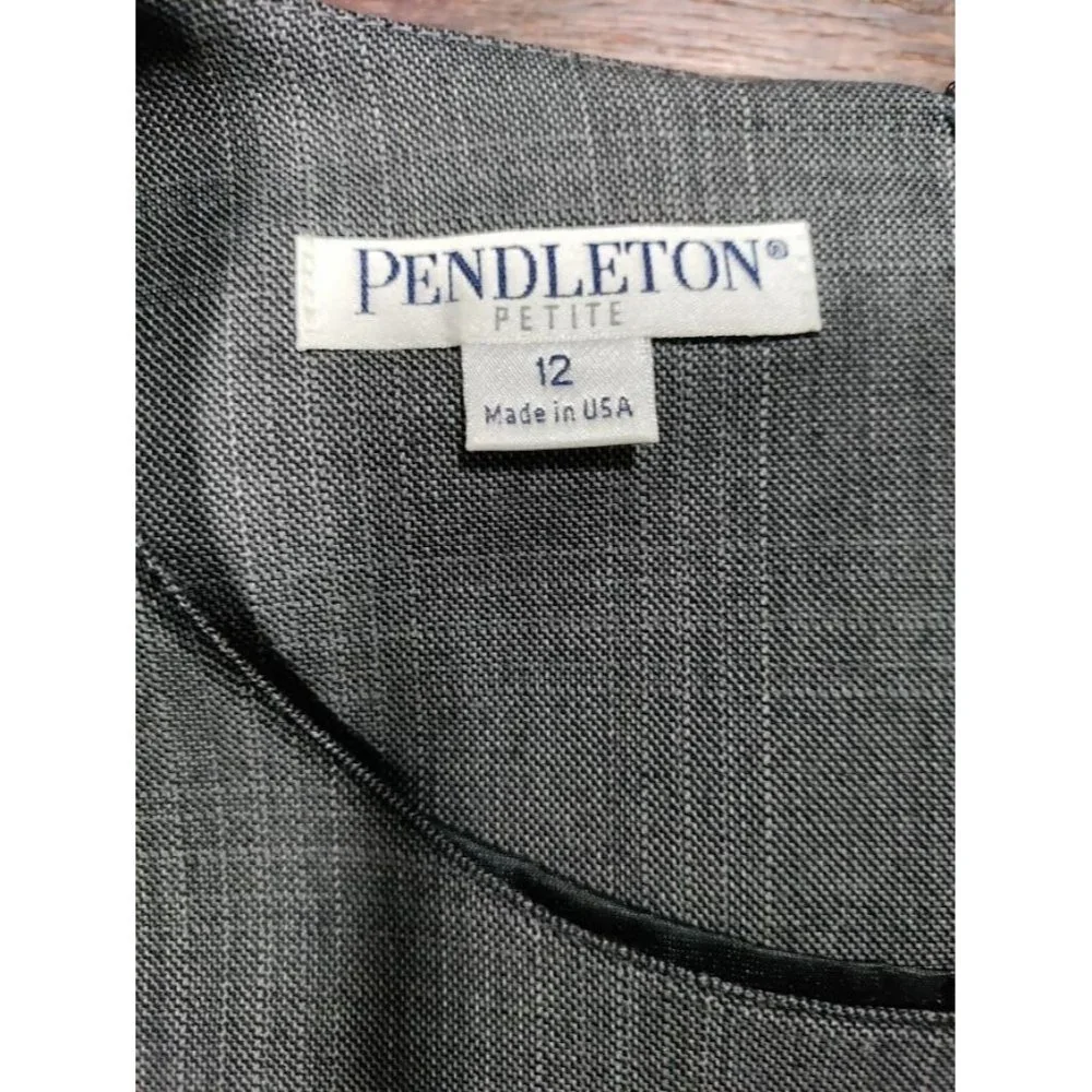 80's Pendleton 100% Wool Black & White Houndstooth Sheath Midi Dress 12 P - Picture 11 of 16